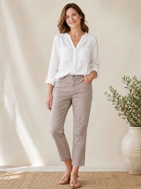 J Jill cropped jeans taupe color size 12